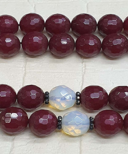 Roloi Komboloi Agate Worry Beads Burgundy 31cm