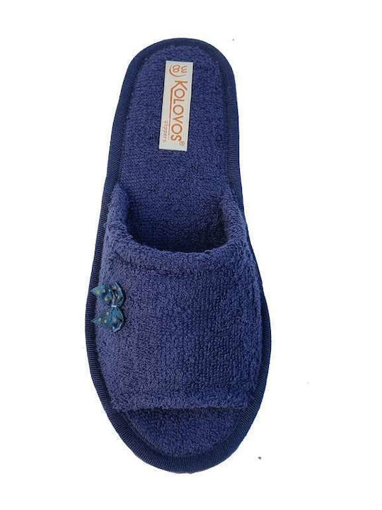 Frottee Winter Damen Hausschuhe Blau