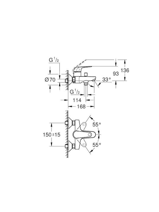 Grohe Миксер Батерия Душ Сребрист