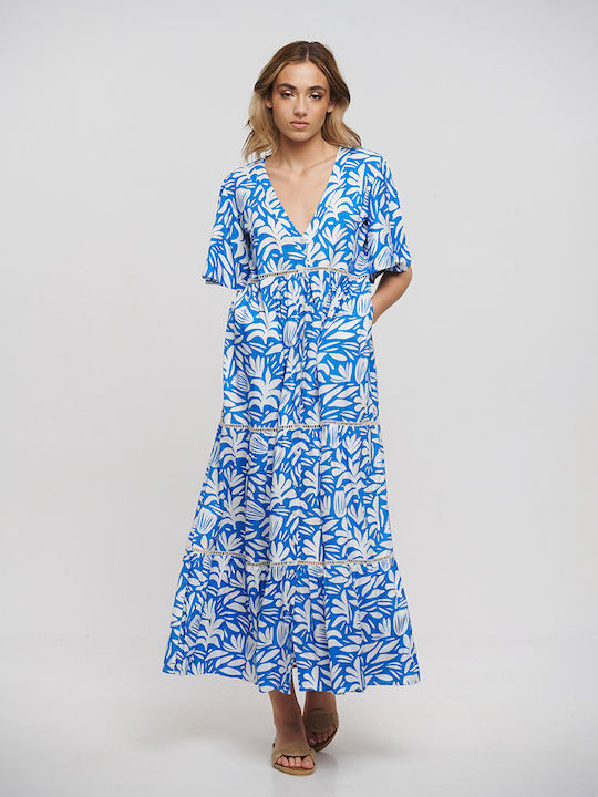 Summer Maxi Shirt Dress Blue