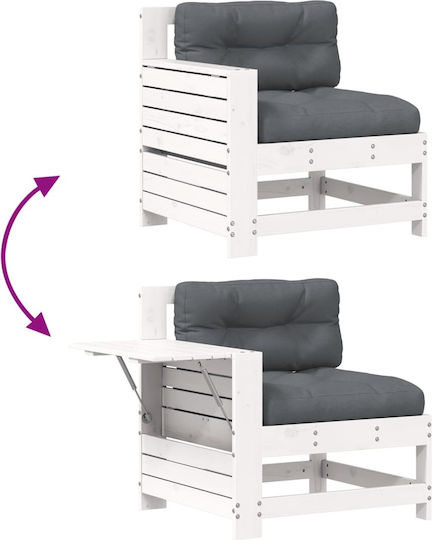 Outdoor-Sessel Hölzernes White mit Kissen 69x62x70.5εκ.