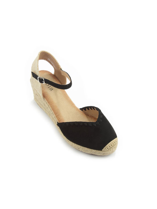 Fshoes Damenplattformen im Espadrilles-Stil Schwarz