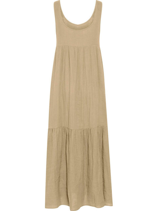 Rochii De Vară Pentru Femei Maxi Rochie Cu Volane Bej