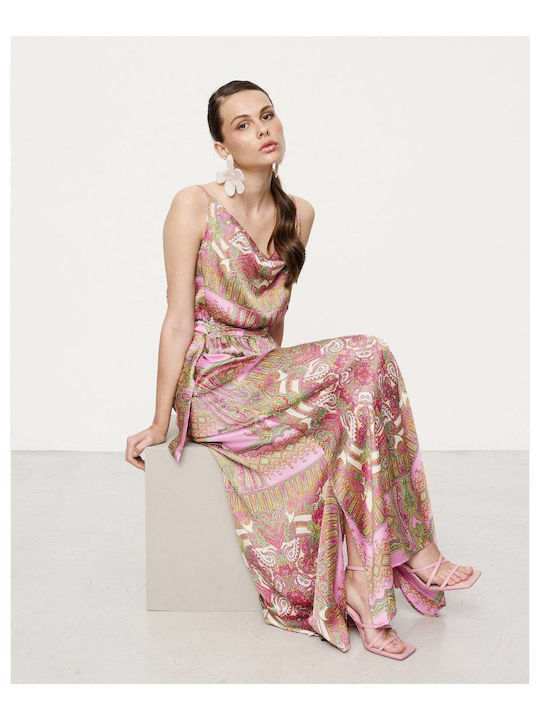 Passager Maxi Dress Satin Draped Fuchsia