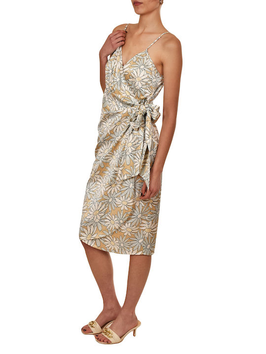 MY T Evening Dress Satin Wrap Floral