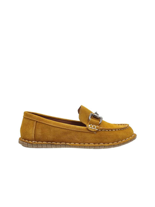 Boxer Leather Women's Moccasins in Yellow Color