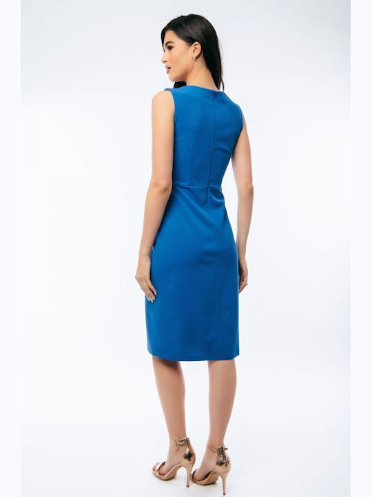 Summer Midi Shirt Dress Sleeveless Light Blue