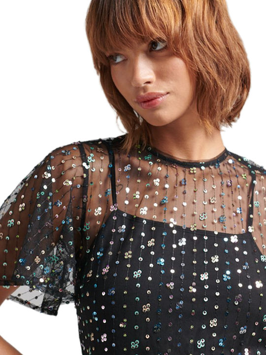 Sommer Midi Abendkleid mit Masche Schwarz