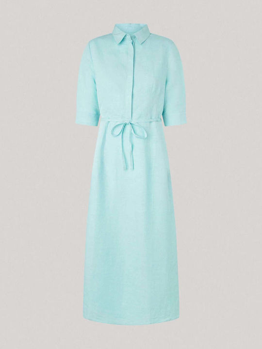 Dress Καλοκαιρινό Midi Σεμιζιέ Φόρεμα Τιρκουάζ
