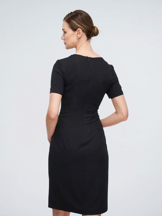 Summer Midi Shirt Dress Black