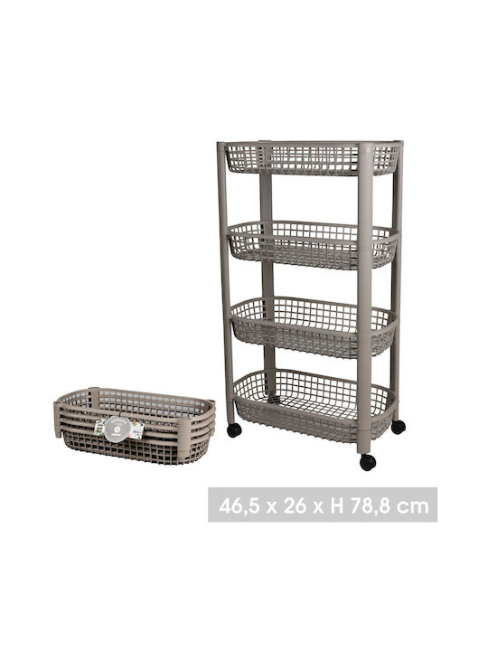 Plastic Kitchen Trolley 4-Tier Brown 46.5x26x79cm