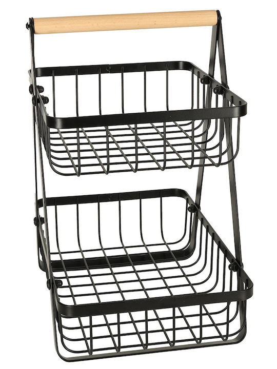 Fruitieră Metalic 2 nivele Negru 27x17x29.5buc
