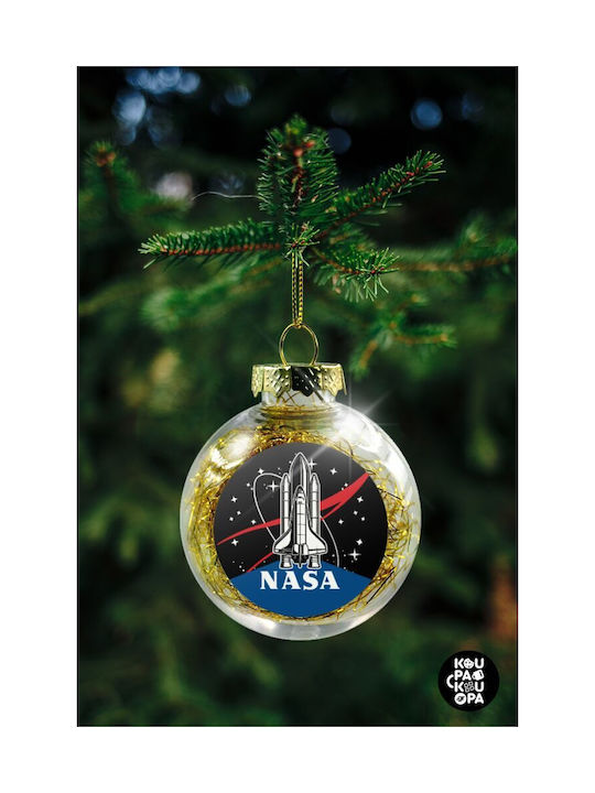 Nasa Badge Ornament de Crăciun Bilă Plastic Transparent cu Pulbere de Aur cu Paiete 8buc