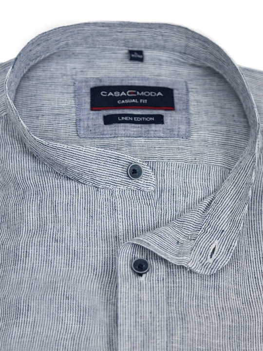 Casa Moda Men's Shirt Long Sleeve Linen Striped Dark Blue