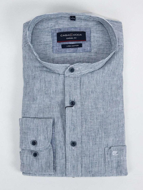 Langärmlig Leinen Hemd Gestreift Dark Blue