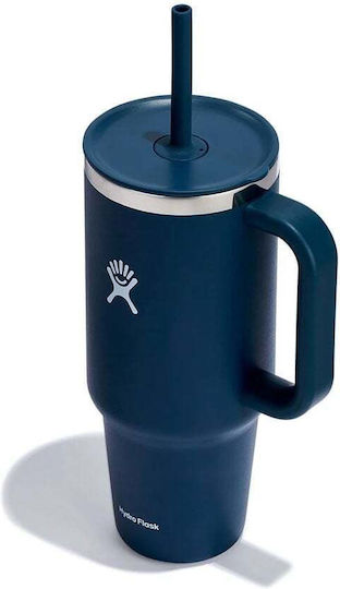 Hydro Flask Travel Tumbler Handled Tumbler Θερμός Ανοξείδωτο 1.18lt INDIGO με Λαβή και Καλαμάκι