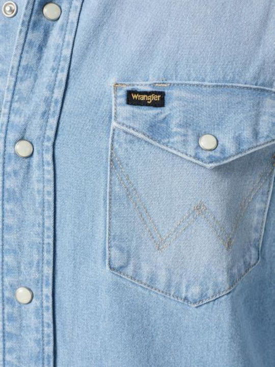 Western Long-sleeved Denim Shirt Light Stone