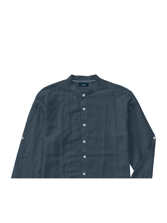 Long-sleeved Linen Shirt D.k Blue