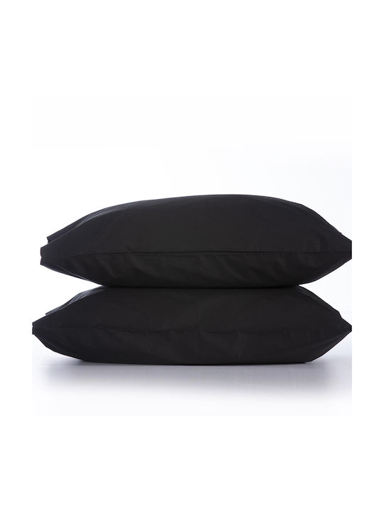 Nef-Nef Homeware Basic 1136 Pillowcase Set with Envelope Cover Black 3 52x72cm.