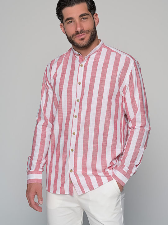 Ben Tailor Ocean Stripe Λινό Πουκάμισο Ροζ