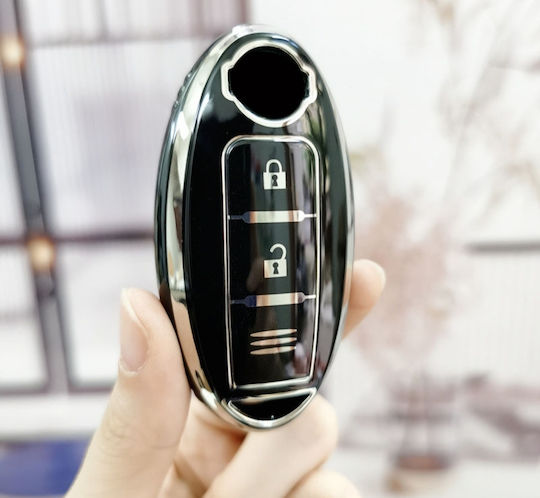 Car Key Cover Case made of with 2 Buttons for Nissan in Black Color