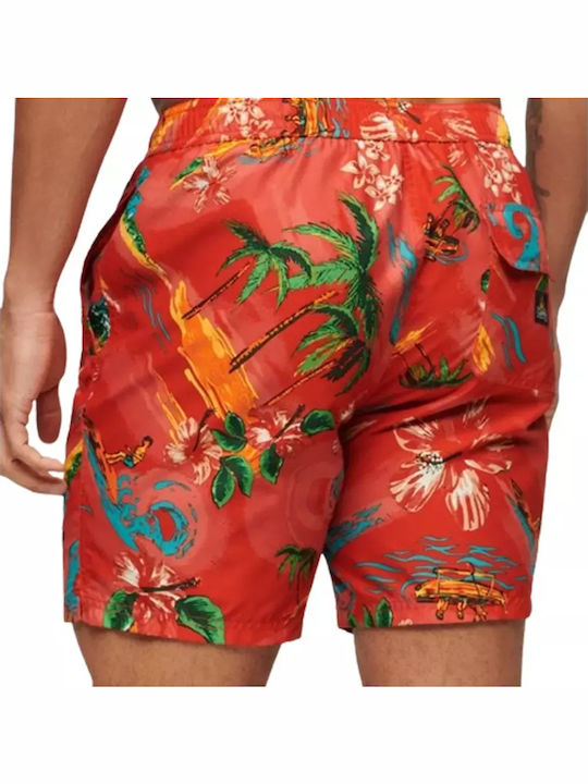 Ovin Hawaiian Ανδρικό Μαγιό Σορτς Waikiki Red με Σχέδια