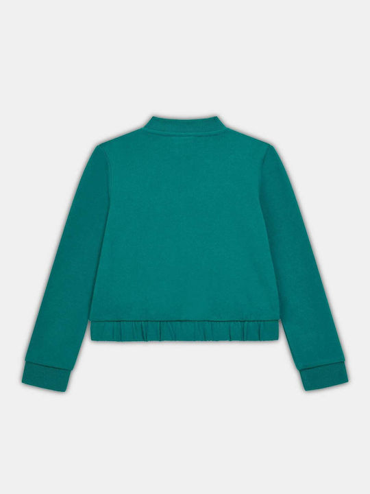 Guess Cardigan pentru copii din material frotirat Verde Active