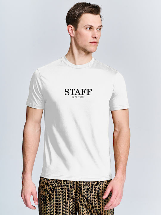 Staff Ανδρικό T-shirt Κοντομάνικο Off White