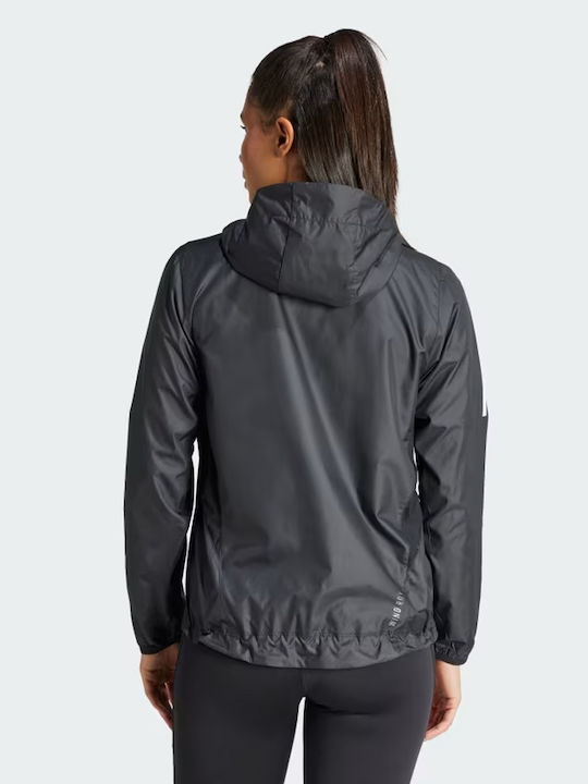 Adidas Scurt Jachetă de femei Puffer pentru primăvară/toamnă Negru