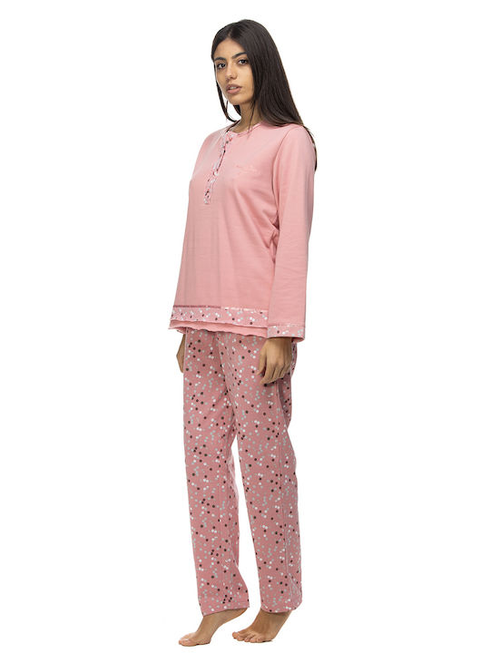 Winter Damen Pyjama-Set Satin Rosa