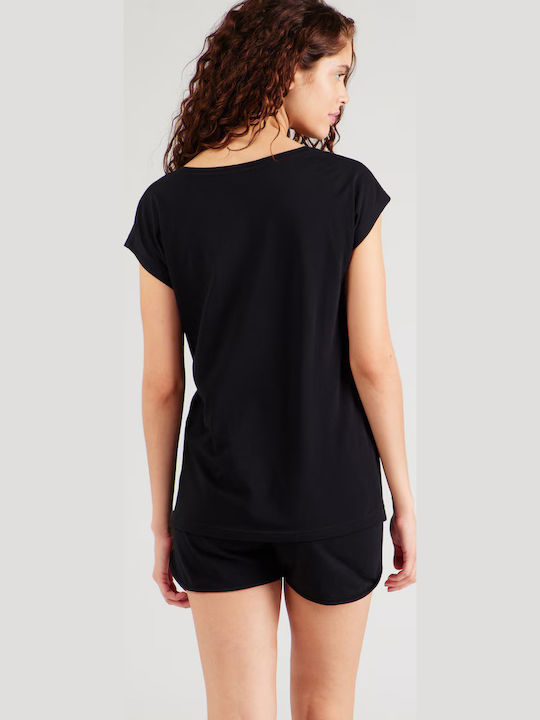 Emporio Armani Sommer Damen Pyjama-Set Schwarz