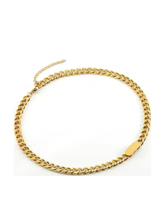 Bode Chain Neck made of Steel Gold-plated Wide Thickness 8mm