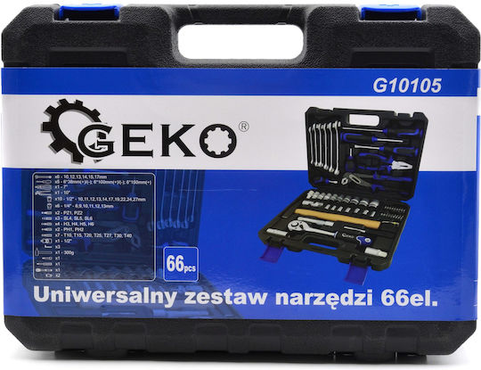 Geko Werkzeugkoffer mit 66 Werkzeugen