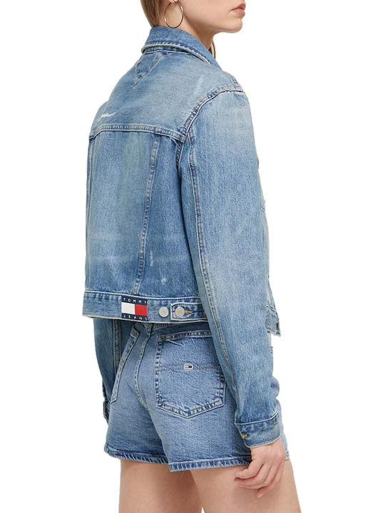 Tommy Hilfiger Women's Short Jean Jacket for Spring or Autumn Blue