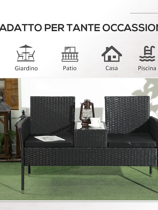 Zweisitziges Sofa Außenbereich Rattan 137x59x82cm