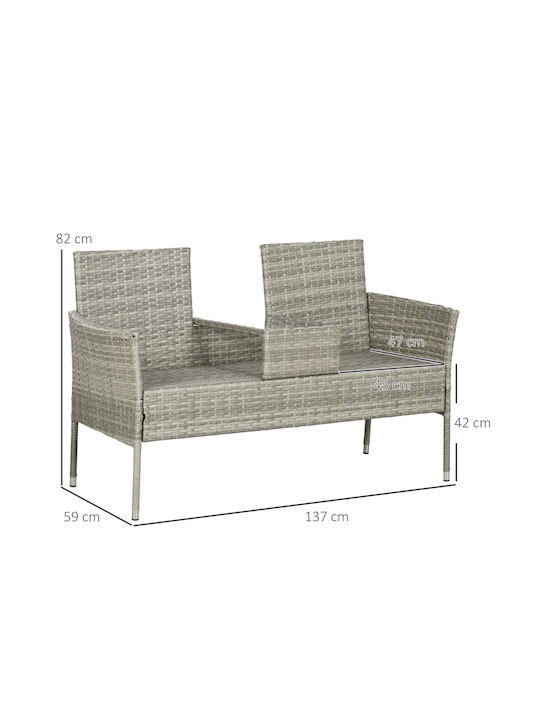 Canapea cu două locuri Exterior Rattan cu Perne 137x59x82cm