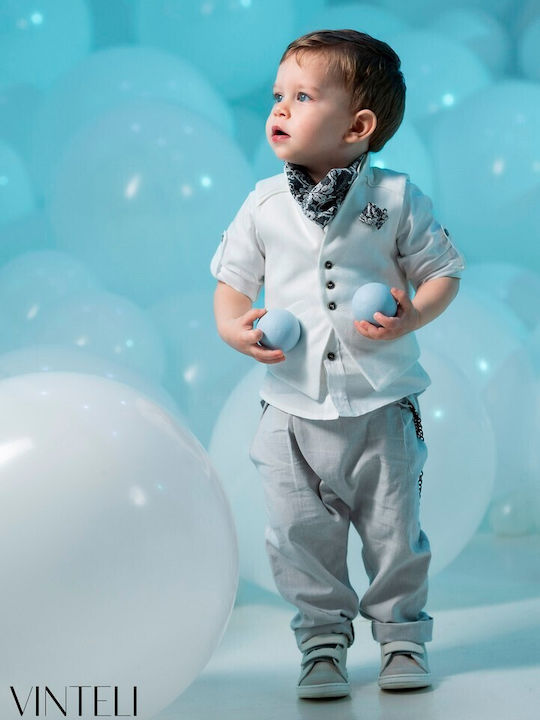 Vinteli Vinteli Baptism Suit with Vest for Boys Gray