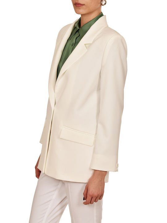 MY T Long Women's Blazer White