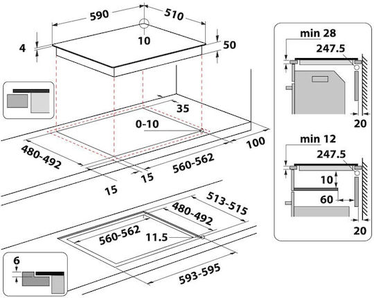 Whirlpool Induction Cooktop Autonomous 59x51εκ.