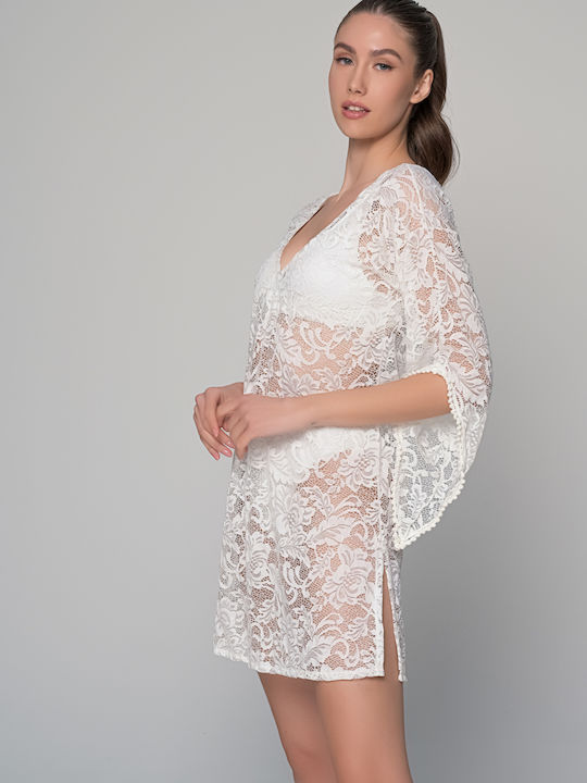 Milena by Paris Γυναικείο Καφτάνι Παραλίας Λευκό