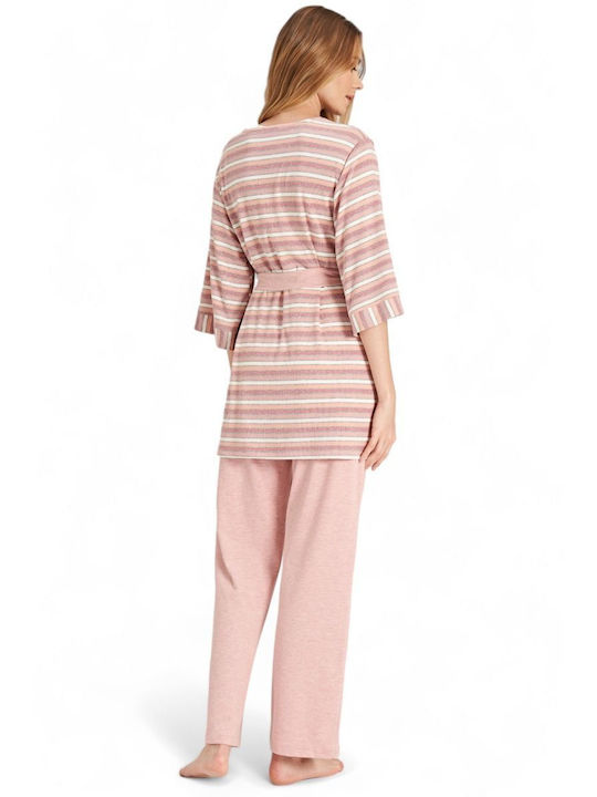 Feyza Robe with Pajama Pink FZA5080/1