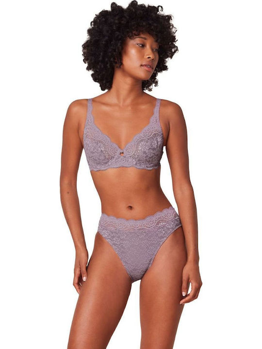 Amourette 300 W Minimizer Minimizer Bra without Padding Underwire Purple