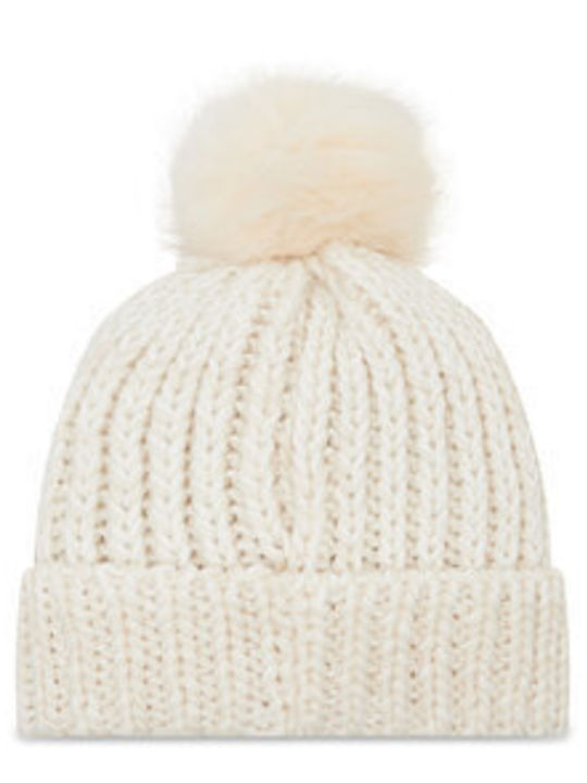 Beanie Γυναικείος Σκούφος Πλεκτός σε Εκρού χρώμα