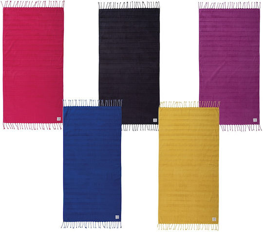 Nef-Nef Homeware Cotton Blue Beach Towel with Fringes 160x80cm
