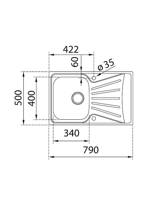 Teka Starbright 45 E-XN 1B 1D Ένθετος Νεροχύτης Δεξιός Inox Σατινέ Μ86xΠ50cm Ασημί