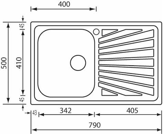 Sanitec Cometa Σατινε Ένθετος Inox Μ79xΠ50cm Ασημί