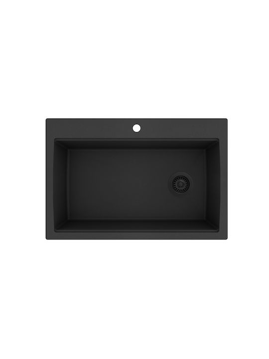 Helika Helika Largus TQL100-601 Drop-In Spüle aus Verbundgranulat B84xT56cm Schwarz