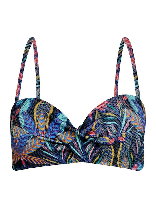 Top De Bikini Fără Bretele Floral