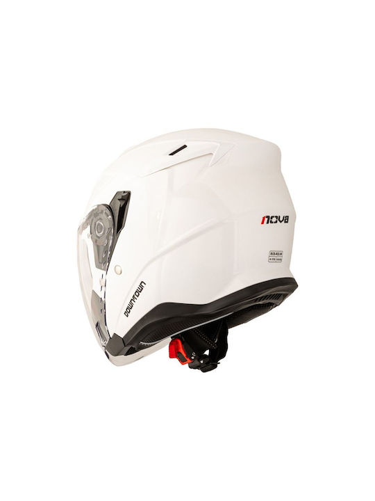 Nova Racing Downtown White Gloss Κράνος Μηχανής Jet ECE 22.06 με Sunvisor