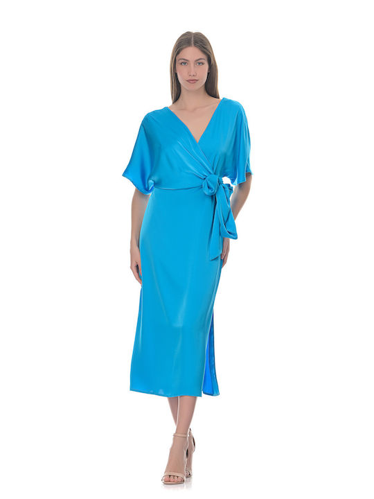 Maxi Indigo Satin Dress